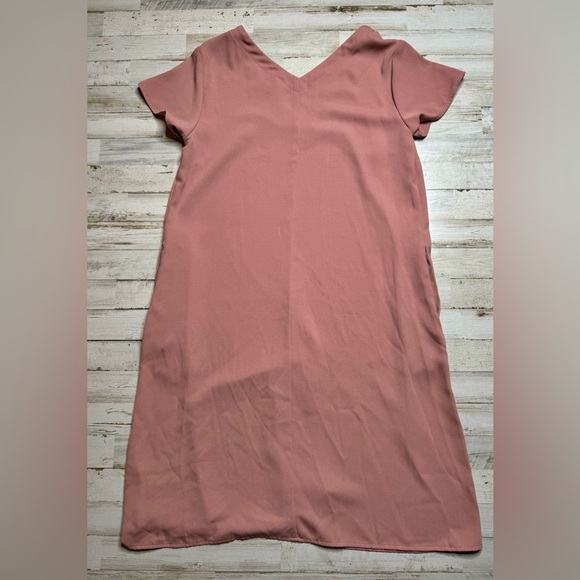 A New Day Dress Women Medium Basic Shift Blush Pink Short Sleeve V-Neck Pockets - Picture 8 of 10